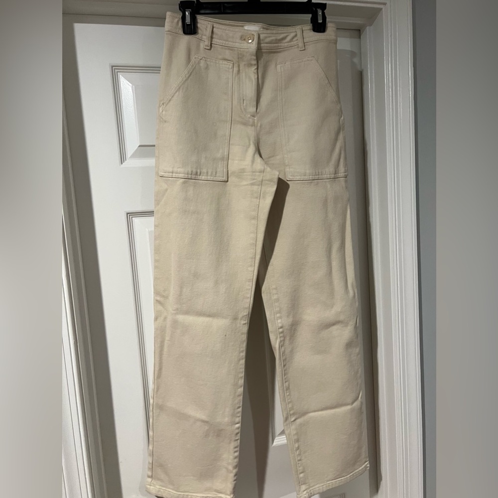 Aritzia Wilfred ecru cargo style straight leg pants